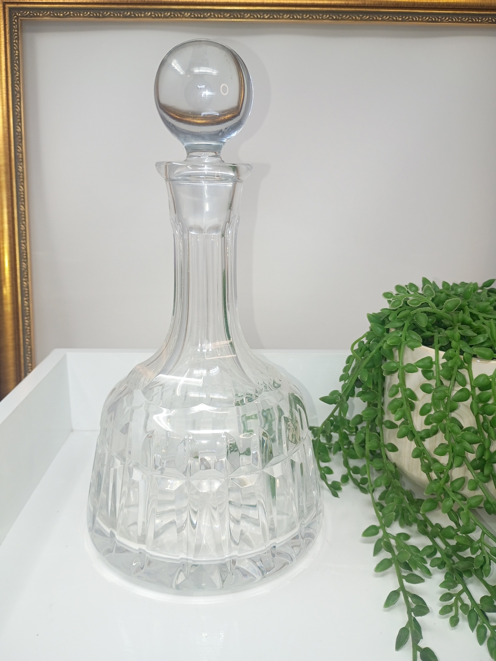 Cut Crystal Decanter with Round Stopper - Clear Glass
